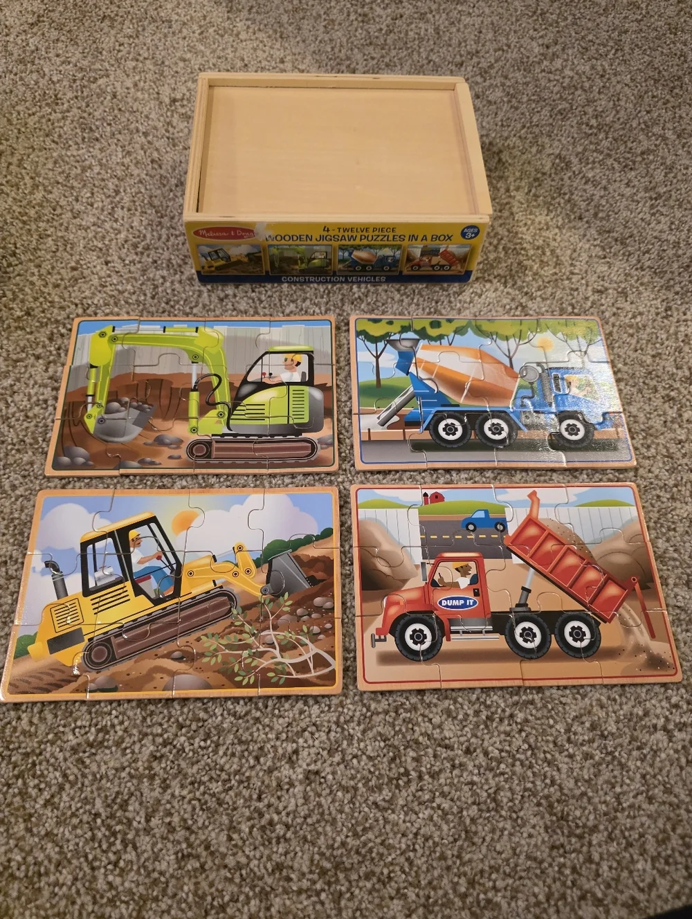 Melissa & Doug 4 Construction 12 Piece & 2 Construction 24 Piece Wooden Puzzles